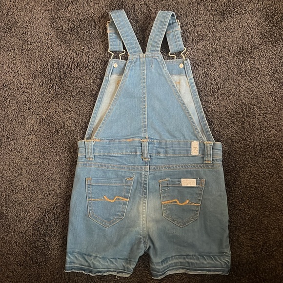 Soft Blue Denim Shorts Overalls Kids Toddler 4T - Picture 3 of 7